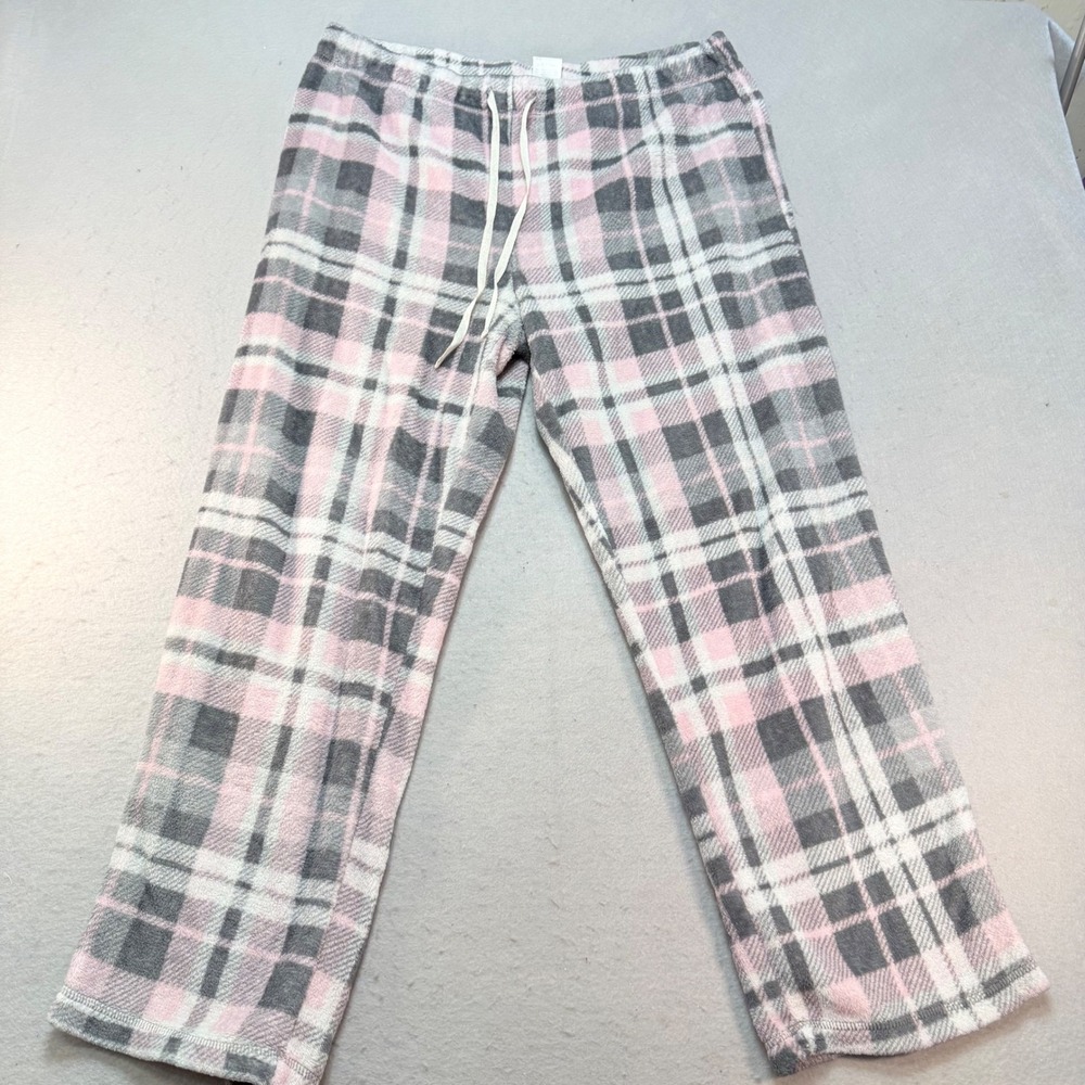Secret Treasures Women's 2X Pink Gray Plaid Pajama Lounge‎ Pants Drawstring